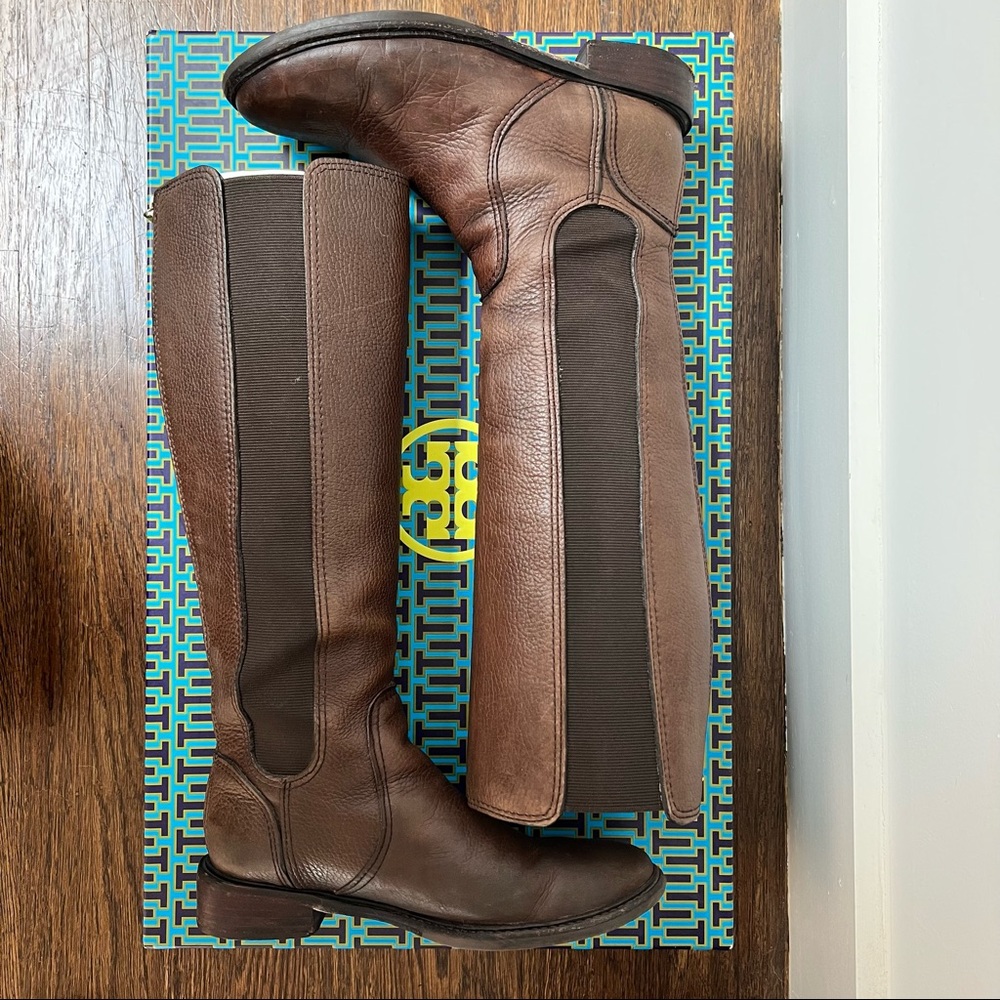 Tory Burch Christy 30MM Riding Boot - Coconut 210 (Brown) - Size 7.5